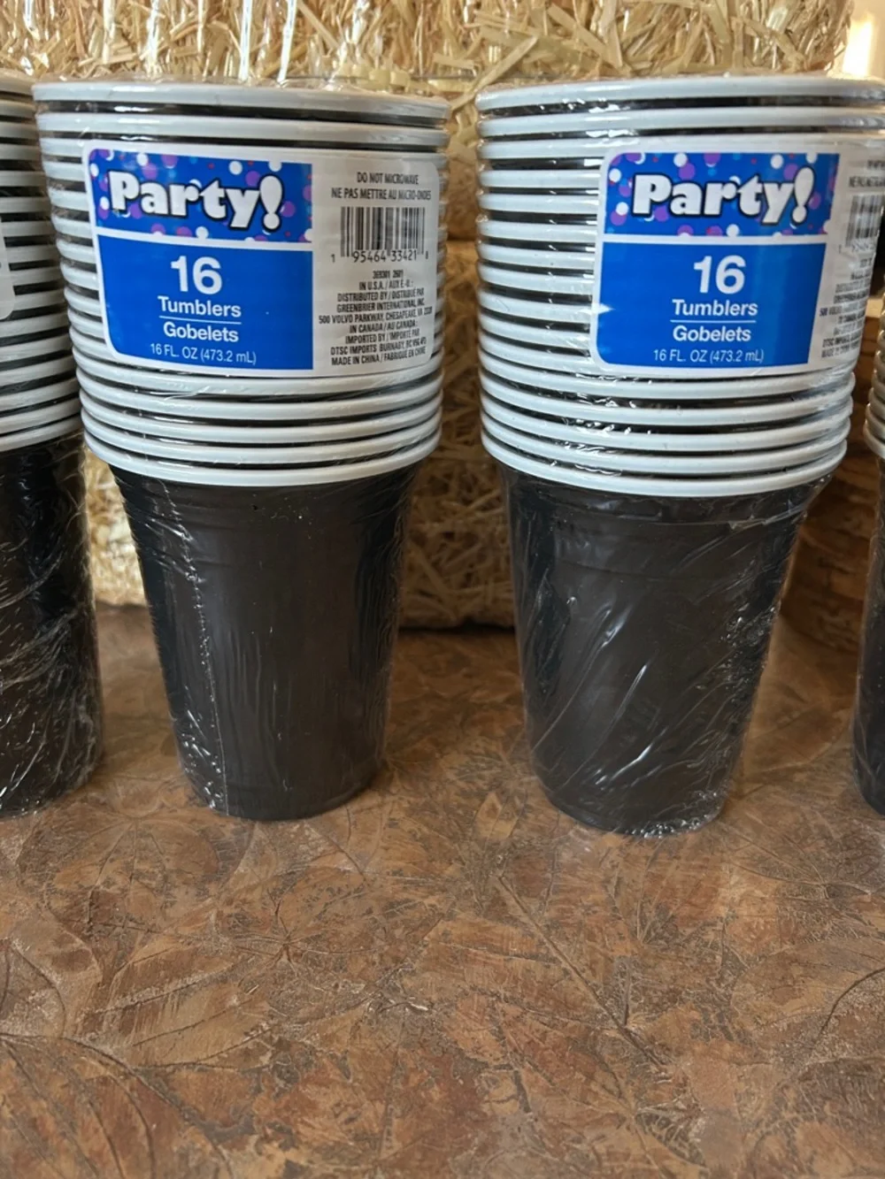 Party! Four Pack of Black and White Solo Cups 16 ounce Tumblers
